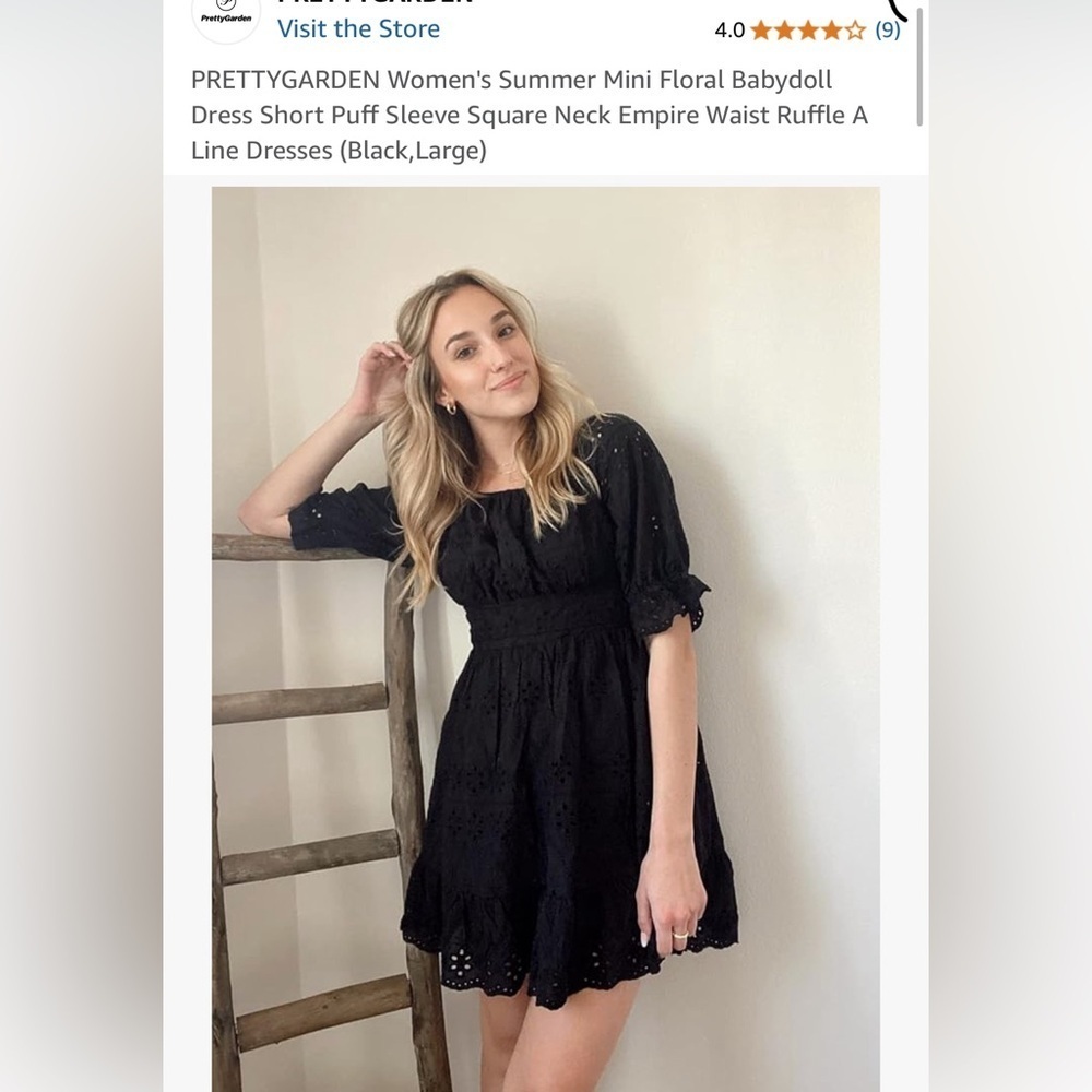 NWT Pretty Garden Black Babydoll Dress - Picture 2 of 12